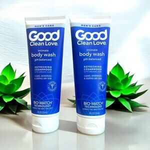 2- Good Clean Love Men's Care Cedarwood Intimate Body Wash 8 oz 60% Organic Aloe
